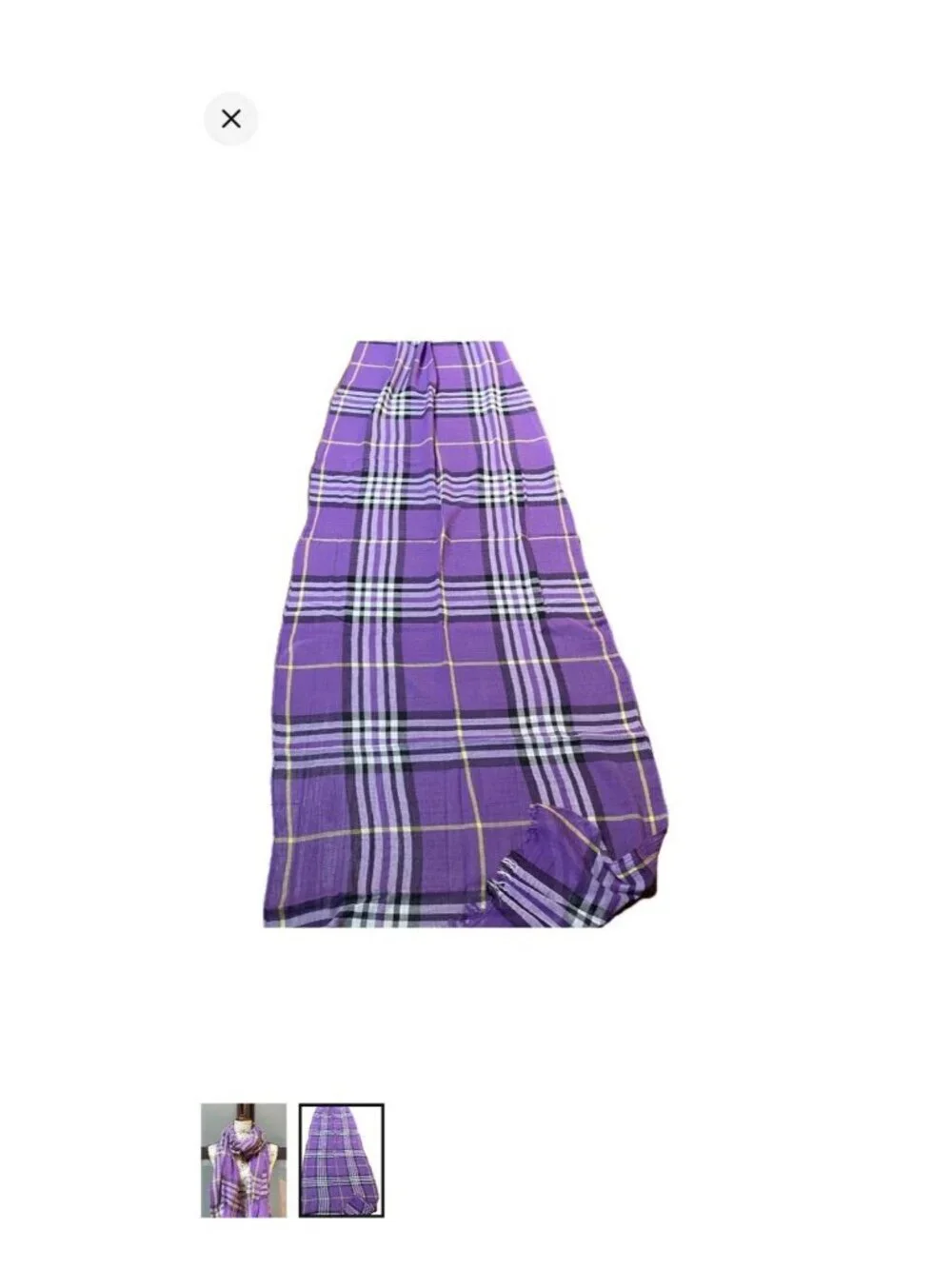 Purple White Rectangular Raw Hem Scarf Pashmina Lightweight Black Yellow
